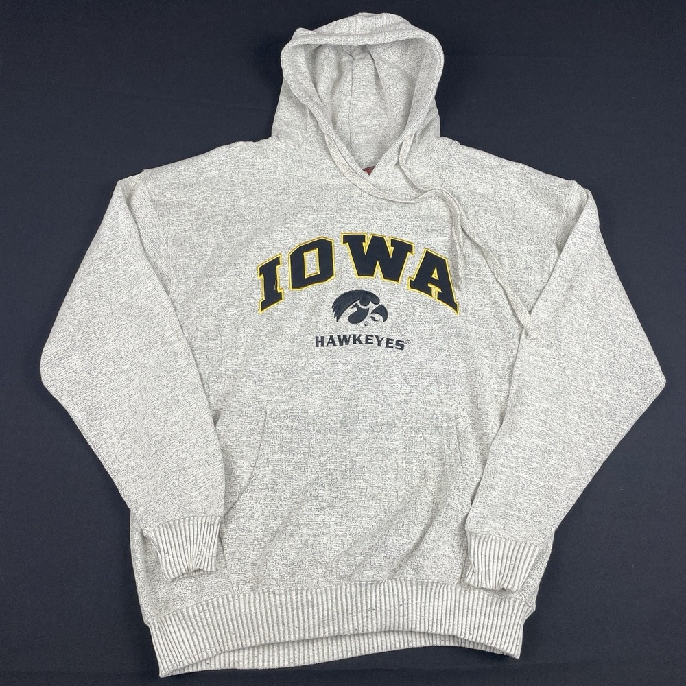 Iowa Hawkeyes Hoodie Mens XL Gray Knit Pullover Embroidered NCAA Sweatshirt NWT